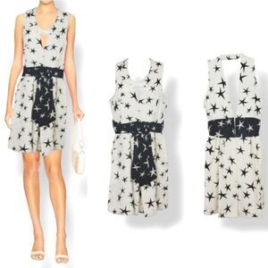 NEW Madison Marcus 100% Silk Starry Dress in Navy Blue/White Size Small